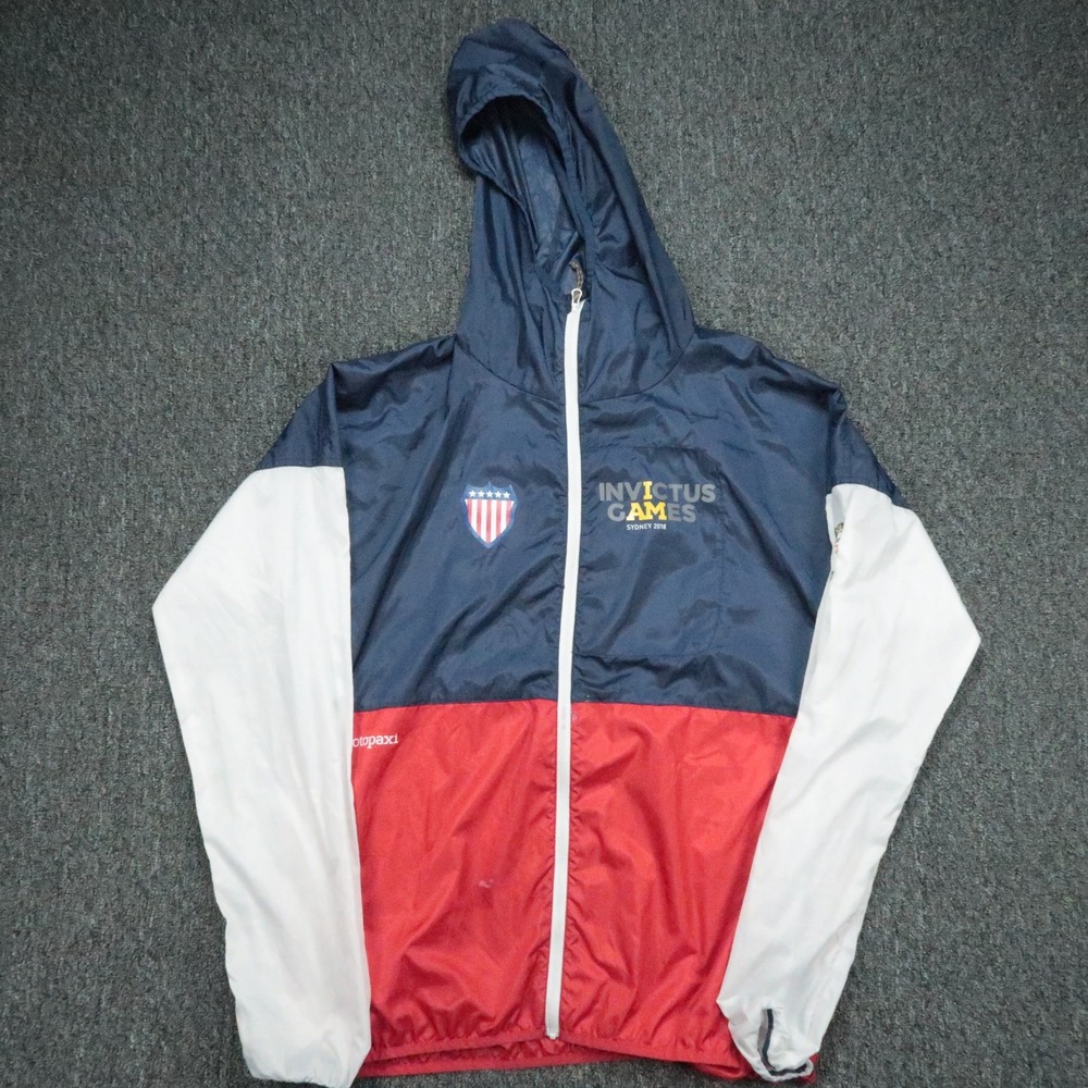 Cotopaxi Jacket Mens Large Blue Red Teca Windbreaker Hooded Full Zip USA *